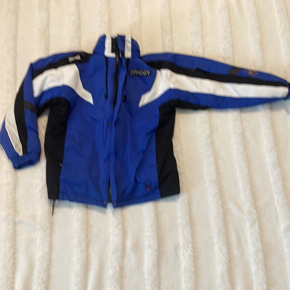 Spyder jacket ski snowboard snow zippered pockets blue gray black XXL boys